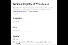 Woman Creates ‘White Male Registry’ To ‘Help Keep America Safe’