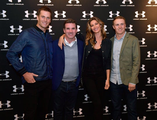 Tom Brady, Under Armour CEO Kevin Plank, Gisele Bundchen and Jordan Spieth Tom Brady, Under Armour CEO Kevin Plank, Gisele Bundchen and Jordan Spieth