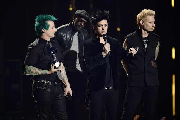 Tre Cool, Billie Joe Armstrong and Mike Dirnt of Green Day MTV EMA's 2016 - Show Tre Cool, Billie Joe Armstrong and Mike Dirnt of Green Day MTV EMA's 2016 - Show