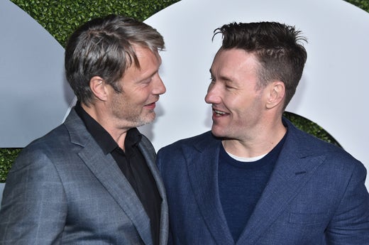 LOS ANGELES, CA - DECEMBER 08: Actors Mads Mikkelsen (L) and Joel Edgerton attend the 2016 GQ Men of the Year Party at Chateau Marmont on December 8, 2016 in Los Angeles, California. (Photo by Mike Windle/Getty Images for GQ)