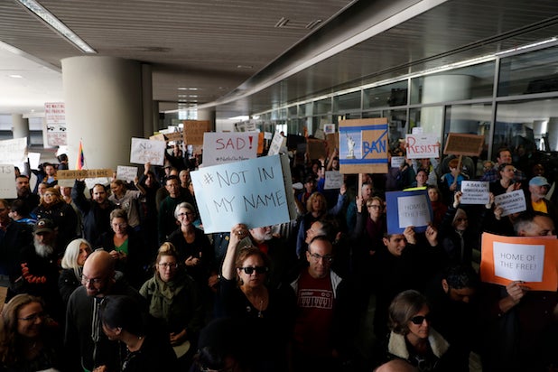 Protestors Rally Against Muslim Immigration Ban At San Francisco Int'l Airport