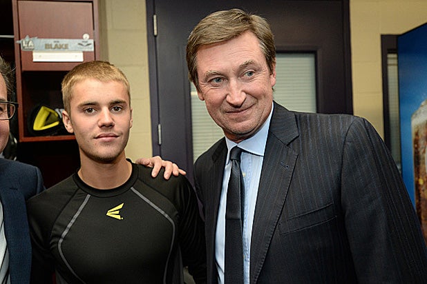 Justin Bieber and Wayne Gretzky 