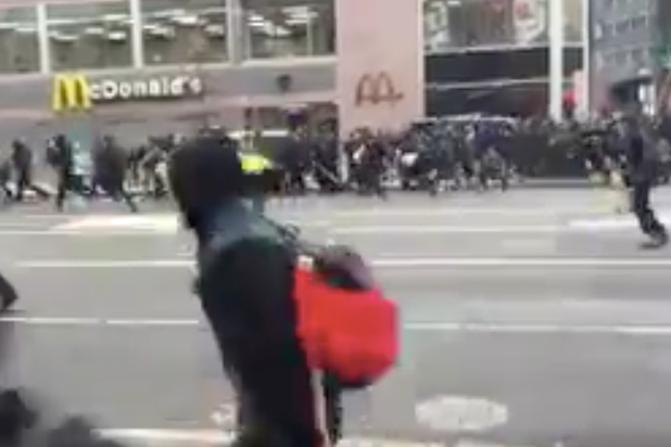 d.c. inauguration day protest pepper spray broken windows