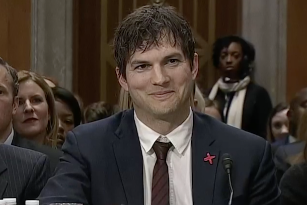 ashton kutcher chokes up