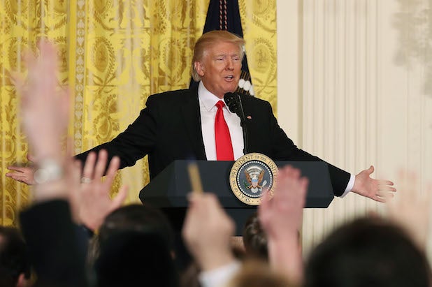 President Trump solo News Conference In East Room Of White House February 16 2017