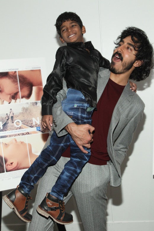 BEVERLY HILLS, CA - NOVEMBER 22: Sunny Pawar and Dev Patel attend the "LION" LA Special Screening on November 22, 2016 in Beverly Hills, California. (Photo by Tommaso Boddi/Getty Images for TWC - Dimension Films)