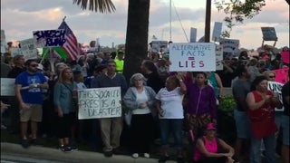 Anti-Trump Protesters Give President an Icy Welcome at His ‘Winter White House’