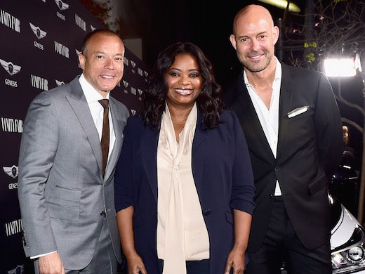 LOS ANGELES, CA - FEBRUARY 24: (L-R) SVP and Head of Genesis Brand Manfred Fitzgerald, actor Octavia Spencer and publisher and CRO, Vanity Fair Chris Mitchell attend Vanity Fair and Genesis Celebrate "Hidden Figures" on February 24, 2017 in Los Angeles, California. (Photo by Emma McIntyre/Getty Images for Vanity Fair)