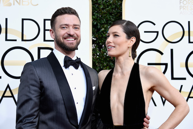 JUSTINE TIMBERLAKE JESSICA BIEL 74th Annual Golden Globe Awards - Arrivals