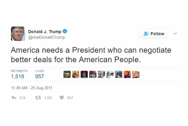 trump self own twitter negotiate better deals