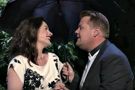 Anne Hathaway and James Corden Perform Rom Com With 12 Songs, 9 Sets and No Cuts (Video)