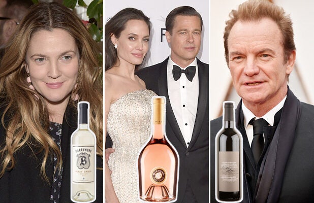 celebrity wine drew barrymore angelina jolie brad pitt sting