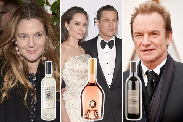 celebrity wine drew barrymore angelina jolie brad pitt sting celebrity wine drew barrymore angelina jolie brad pitt sting