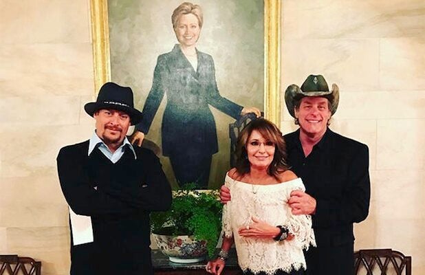 Sarah Palin Ted Nugent Kid Rock Level Shade At Hillary Clinton By Her White House Portrait