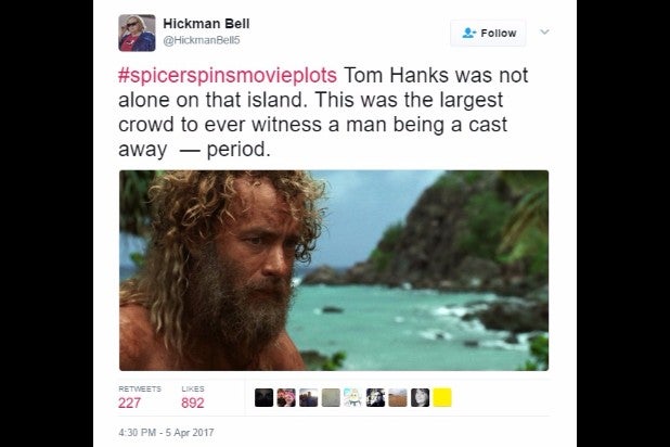 spicer spins movie plots castaway inauguration crowd period spicer spins movie plots castaway inauguration crowd period