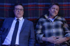 Watch Brad Pitt and Stephen Colbert Trade Nicknames Under the Stars (Video)