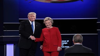 Watch Hillary Clinton Practice Ducking ‘Unwanted Trump Hug’ During Debate Prep (Video)