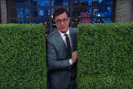 Stephen Colbert Schools Kids in Prepositions Courtesy of Sean Spicer’s Bushes (Video)