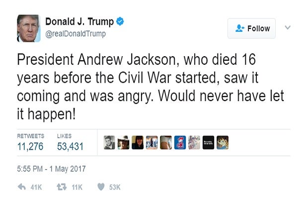 trump twitter andrew jackson history fake trump twitter andrew jackson history fake