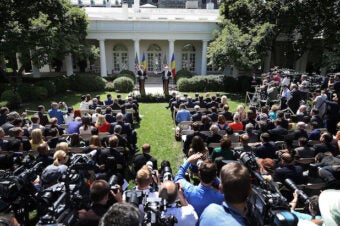 Trump Sends CNN to 'Siberia' Press Section of Rose Garden: 'We Were Put