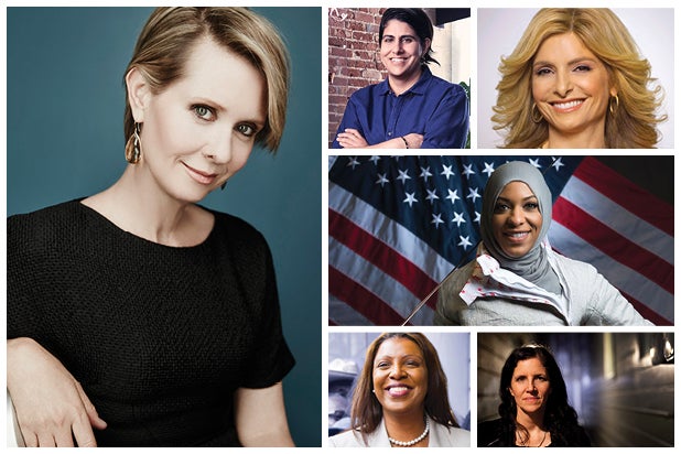 Power Women Cynthia Nixon Letitia James Lisa Bloom Ibtihaj Muhammad Moj Mahdara Laura Poitras