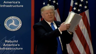 Trumps Tosses Binders to Ground During Infrastructure Speech to Prove Point (Video)