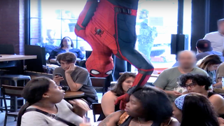 Watch Spider-Man Grab Coffee and Terrify Starbucks Customers (Video)
