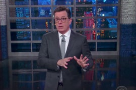 Stephen Colbert Returns From Russia With a Mock Apology for Trump (Video)