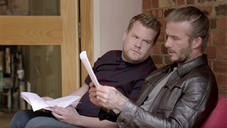 James Corden Duels With David Beckham Over Chance to Play James Bond (Video)