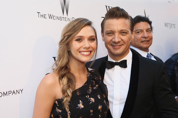 LOS ANGELES, CA - JULY 26: Actors Elizabeth Olsen and Jeremy Renner attend the "Wind River" Los Angeles Premiere at Ace Hotel Los Angeles on July 26, 2017 in Los Angeles, California. (Photo by Tommaso Boddi/Getty Images for TWC)