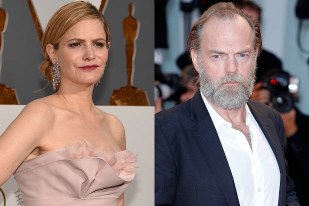Jennifer Jason Leigh and Hugo Weaving