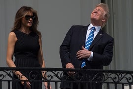 Watch President Trump Look Directly at Solar Eclipse Without Glasses (Video)