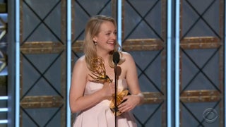 Elisabeth Moss Bleeped During Emmys Acceptance Speech for Calling Her Mom a ‘F—ing Badass’