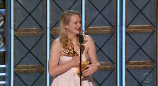 Elisabeth Moss Bleeped During Emmys Acceptance Speech for Calling Her Mom a ‘F—ing Badass’