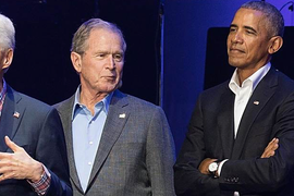 Colbert Tries to Figure Out What George W Bush Said to Obama at Disaster Relief Concert (Video)
