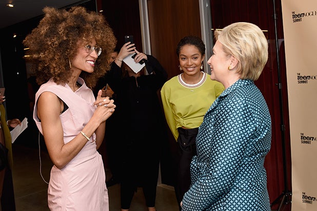 Elaine Welteroth, Shahidi, and Clinton (Vivian Killea/Getty Images for Teen Vogue)
