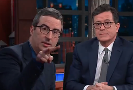Watch John Oliver and Stephen Colbert Try to Trick Trump Into Talking to Mueller (Video)