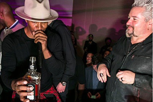 Jamie Foxx and Guy Fieri at the Blame it on the Game party Jamie Foxx and Guy Fieri at the Blame it on the Game party