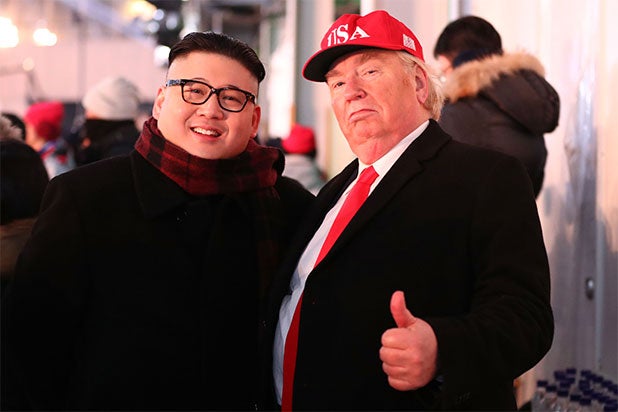 Donald Trump and Kim  Jong  Un  Lookalikes Crash Olympics 