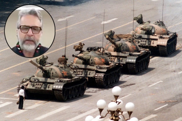protester tiananmen square arn menconi trump military parade