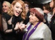 Emma Stone (L) and Agnes Varda