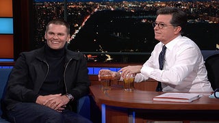 Watch Mr. Clean Tom Brady Chug a Beer With Stephen Colbert (Video)