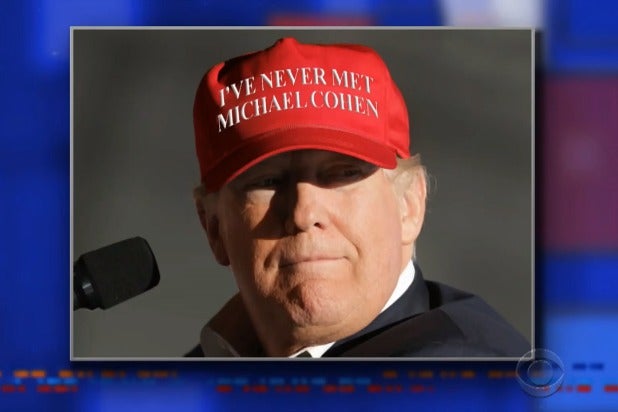 the late show with stephen colbert donald trump campaign slogan i've never met michael cohen