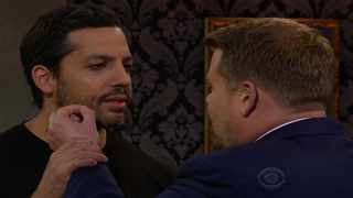 David Blaine Swallows Needles, Eats Glass and Makes James Corden Punch a Hole in His Cheek (Video)