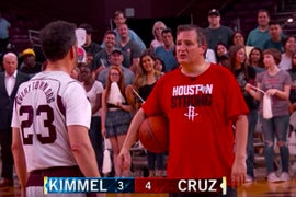Watch Jimmy Kimmel Destroy Ted Cruz on the Basketball Court – Just Not on the Scoreboard (Video)
