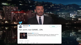 Jimmy Kimmel Guarantees Victory Over ‘Greasy Blobfish’ Ted Cruz in Basketball Showdown (Video)