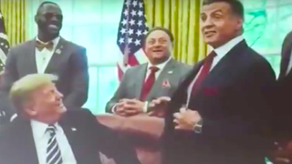 Yes, That Was a Photo of Sylvester Stallone in Trump’s Fake North Korea Action Movie Trailer