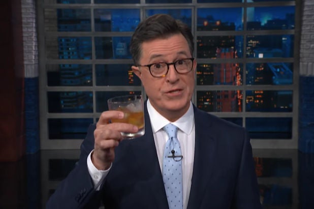 the late show with stephen colbert donald trump russia blackmail material getting drunk