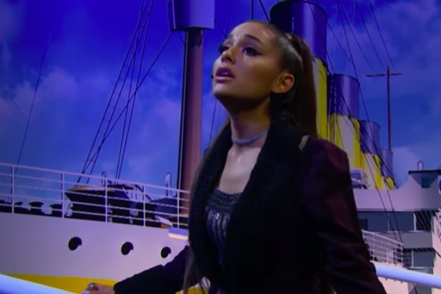 Ariana Grande James Corden Perform New Titanic Soundtrack