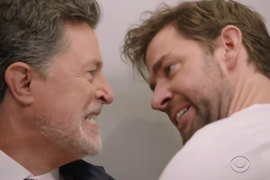 John Krasinski and Stephen Colbert Tear Through ‘Late Show’ Set in 5-Minute Fight Sequence (Video)